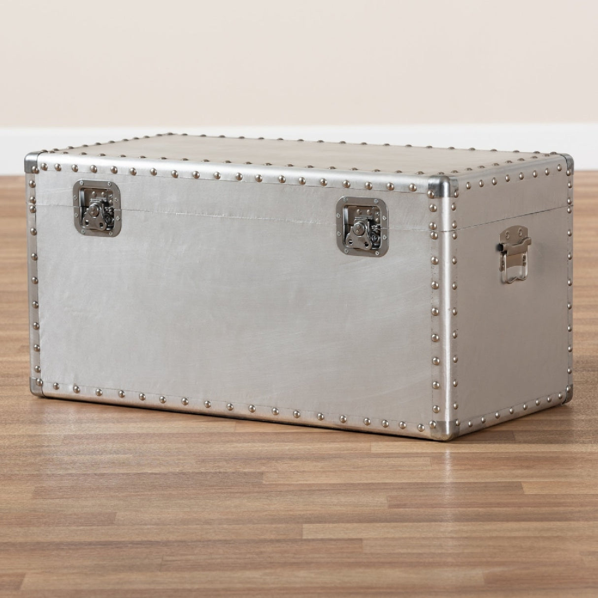 Modern European furniture - Silver Metal Storage Trunk - www.oroa.com