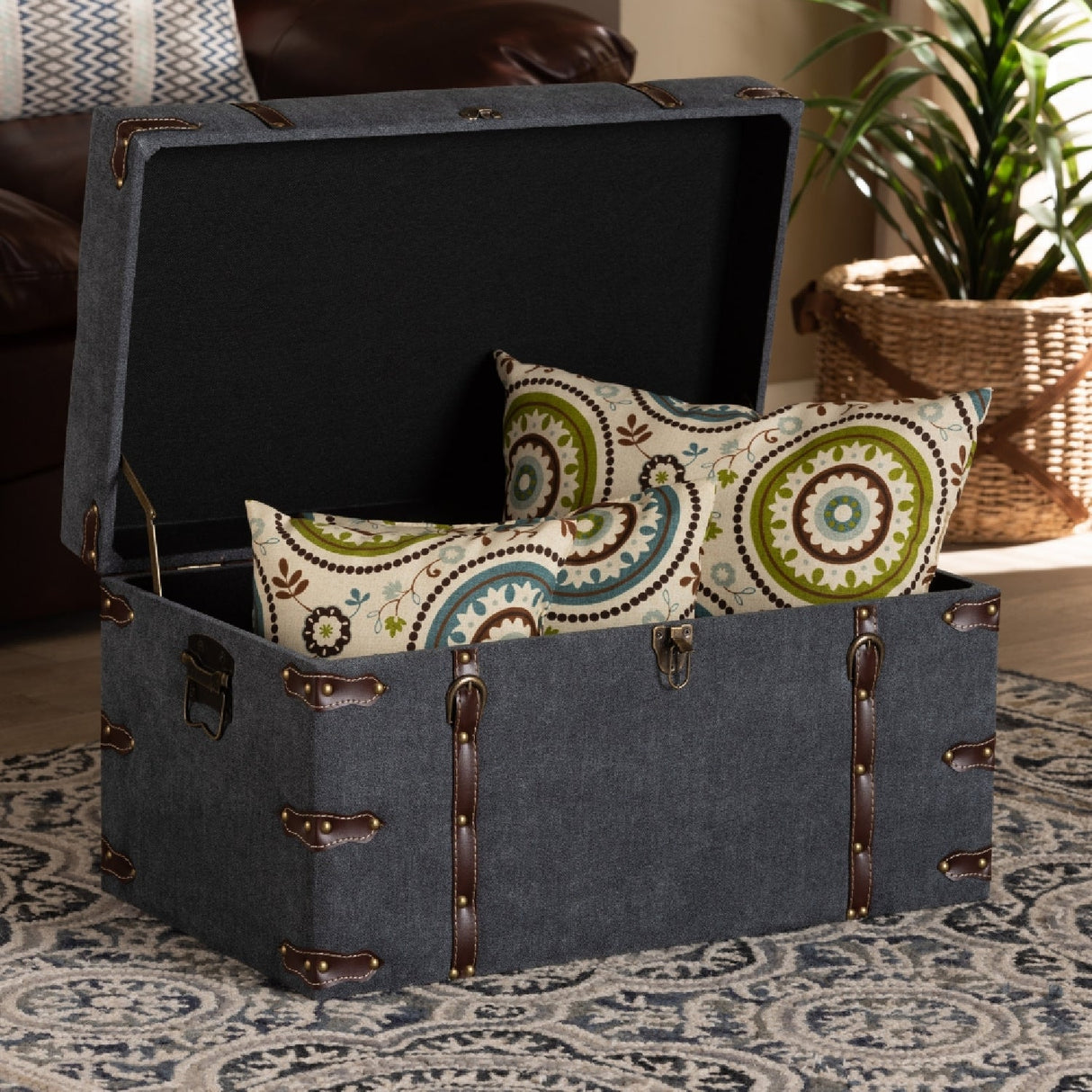 Modern European furniture - Gray Upholstered Storage Ottoman - www.oroa.com