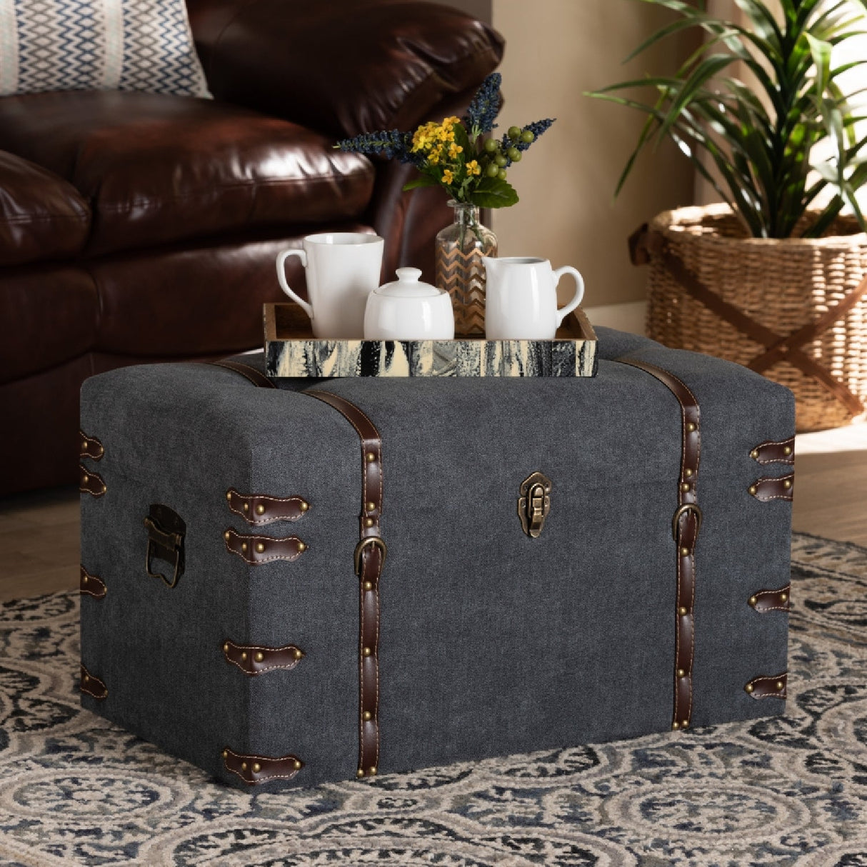 Modern European furniture - Gray Upholstered Storage Ottoman - www.oroa.com