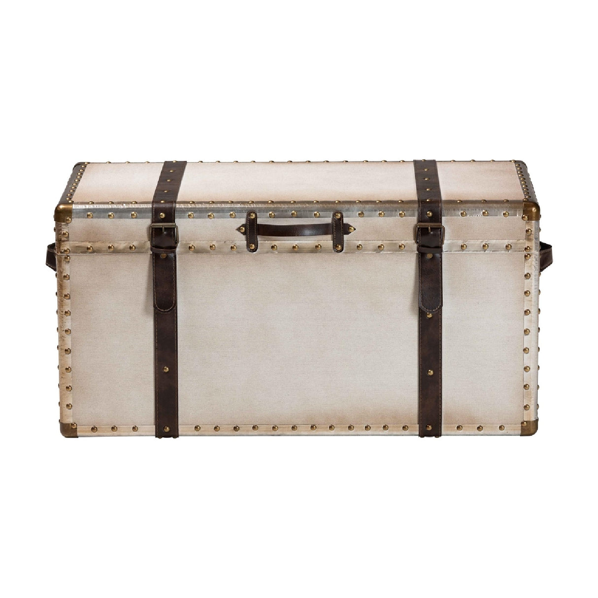 Modern European furniture - Vintage White Canvas Storage Trunk - www.oroa.com