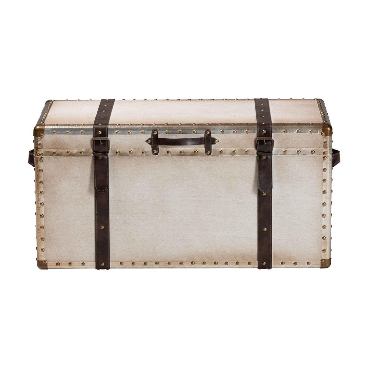 Modern European furniture - Vintage White Canvas Storage Trunk - www.oroa.com