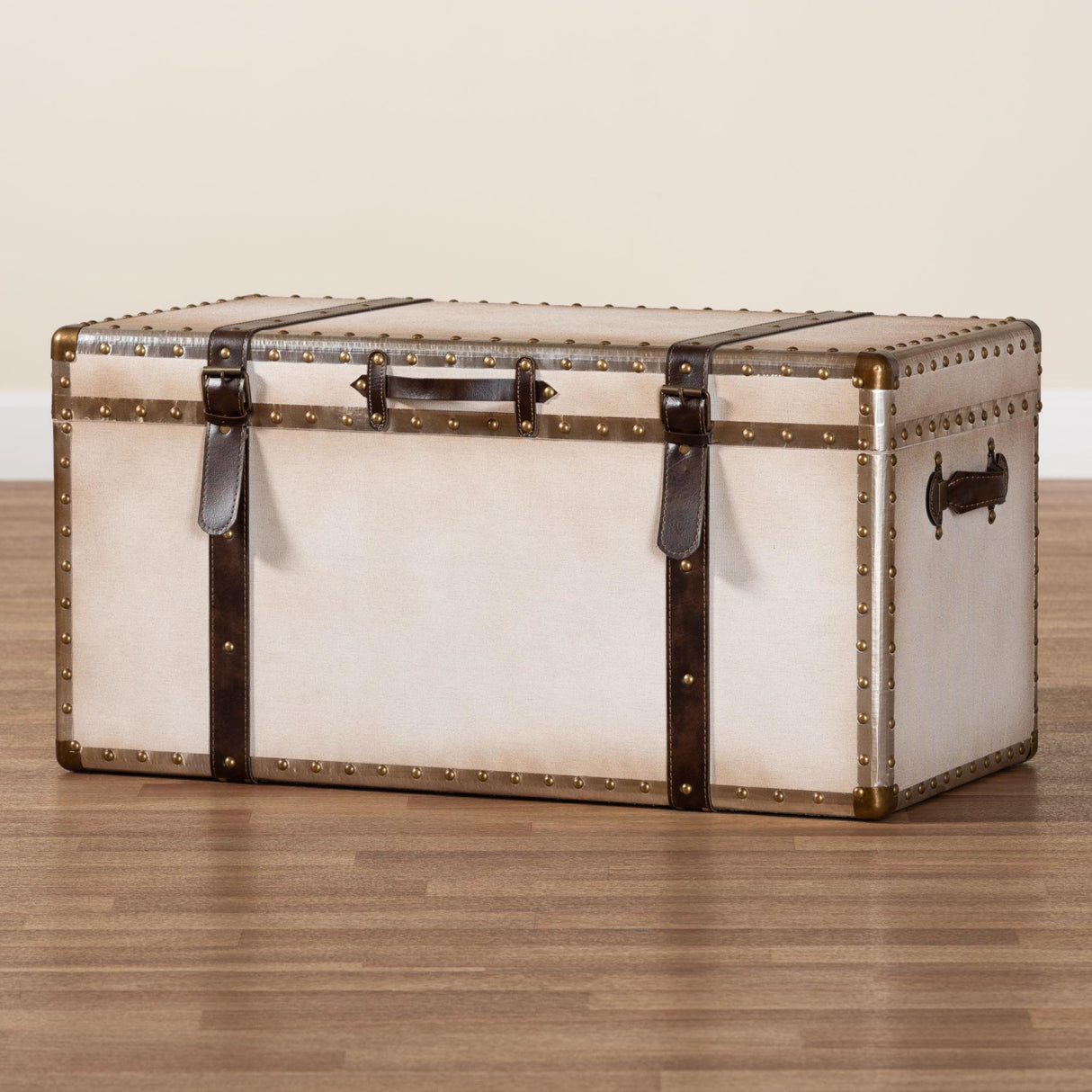 Modern European furniture - Vintage White Canvas Storage Trunk - www.oroa.com