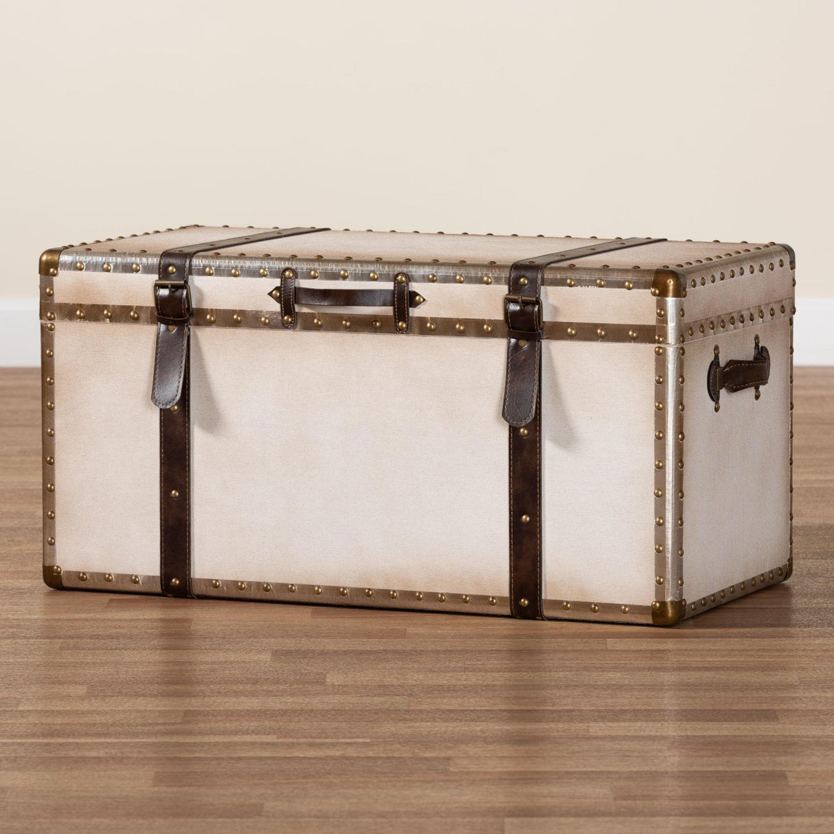 Modern European furniture - Vintage White Canvas Storage Trunk - www.oroa.com