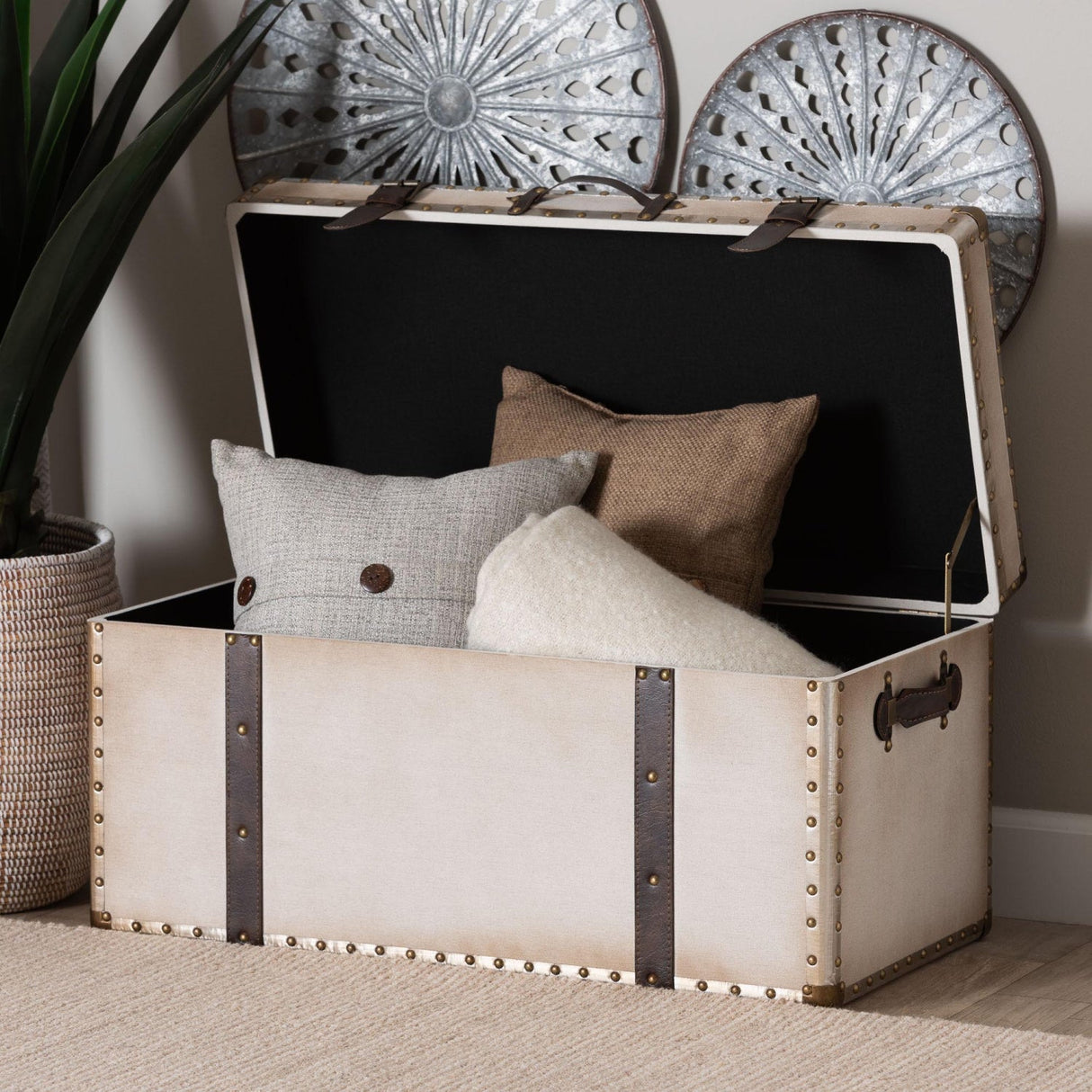 Modern European furniture - Vintage White Canvas Storage Trunk - www.oroa.com
