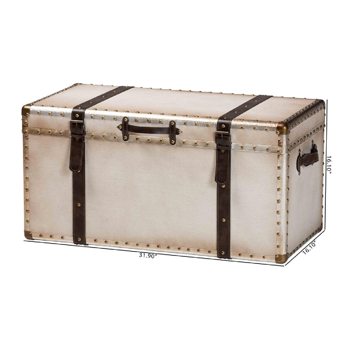 Modern European furniture - Vintage White Canvas Storage Trunk - www.oroa.com