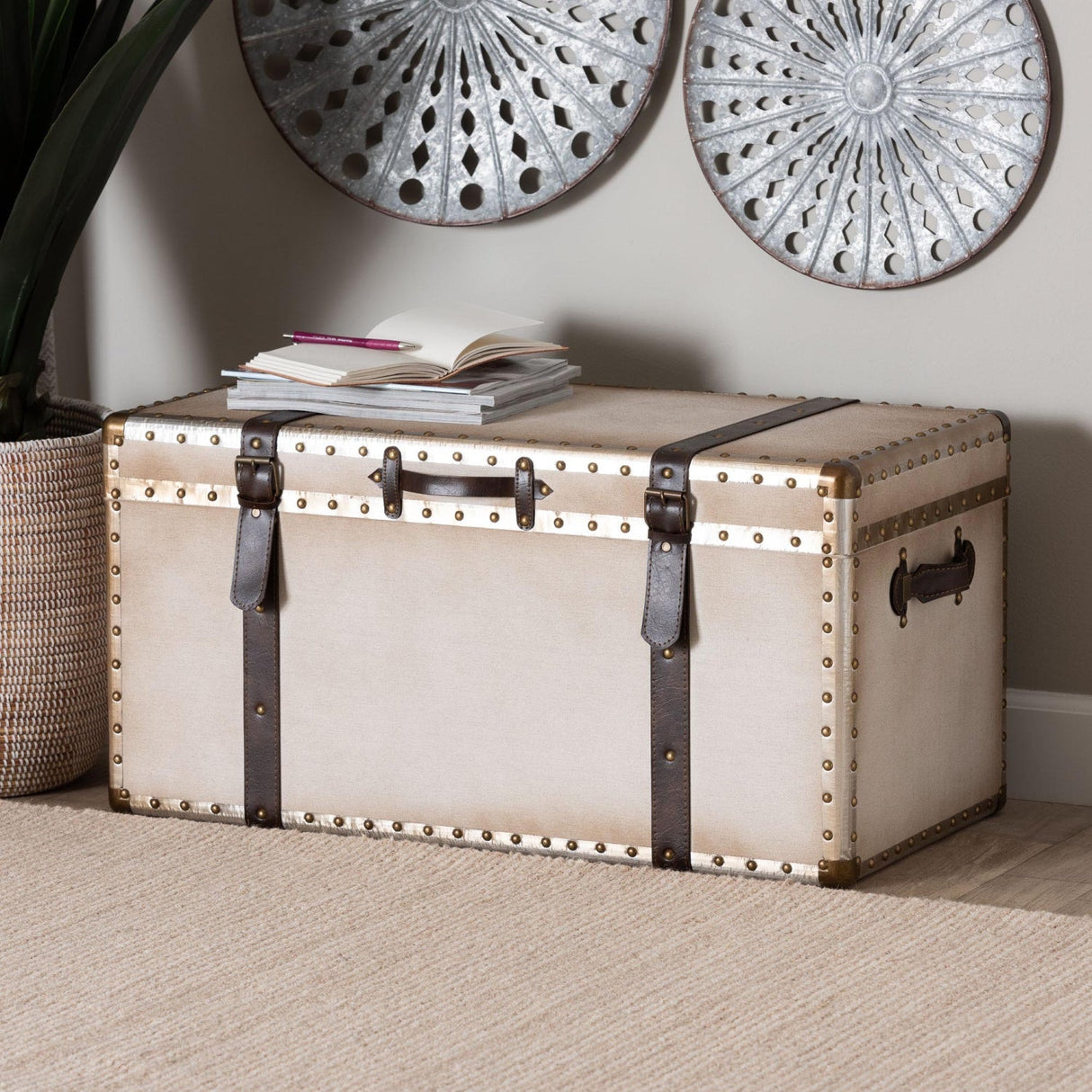 Modern European furniture - Vintage White Canvas Storage Trunk - www.oroa.com