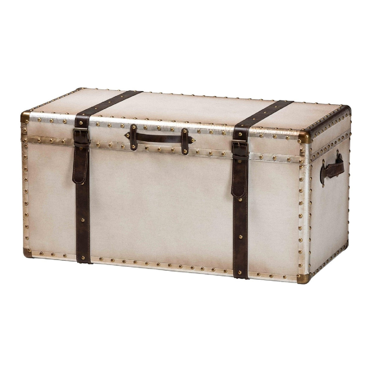 Modern European furniture - Vintage White Canvas Storage Trunk - www.oroa.com