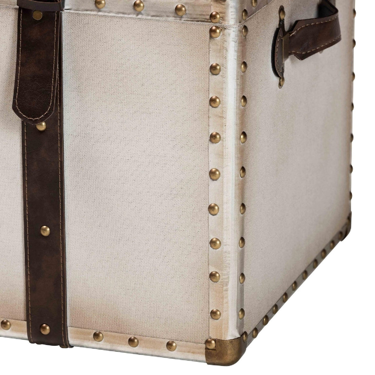 Modern European furniture - Vintage White Canvas Storage Trunk - www.oroa.com