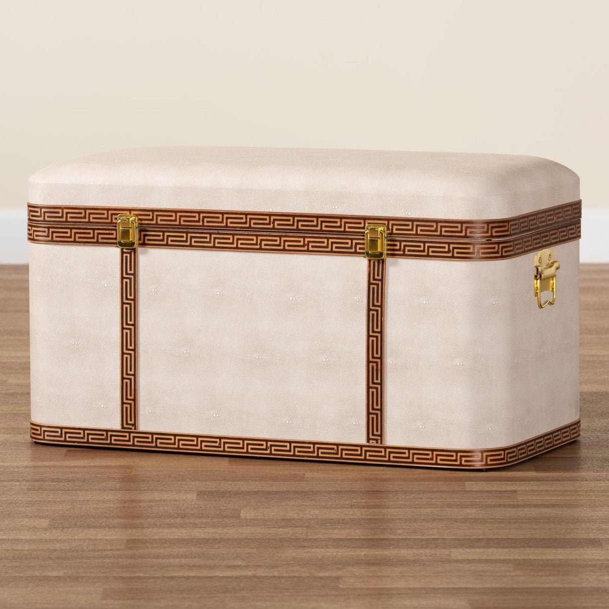 Modern European furniture - Beige Shagreen Look Storage Trunk - www.oroa.com