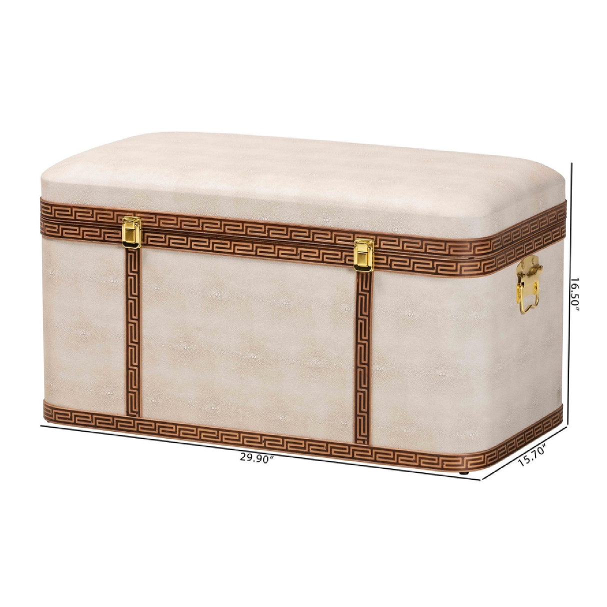 Modern European furniture - Beige Shagreen Look Storage Trunk - www.oroa.com