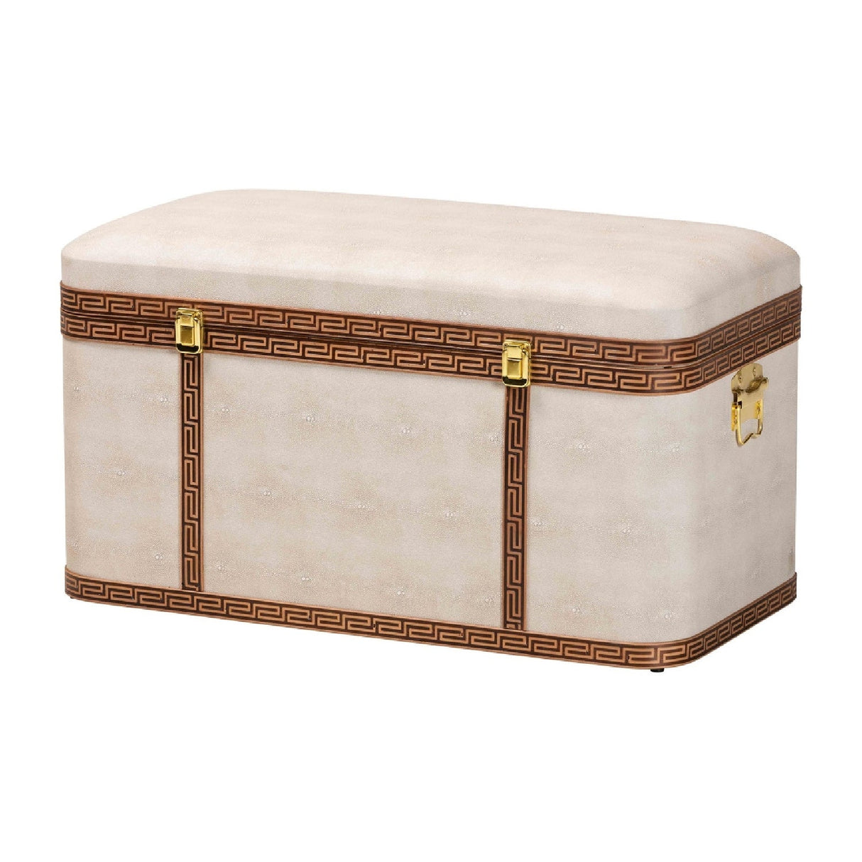 Modern European furniture - Beige Shagreen Look Storage Trunk - www.oroa.com