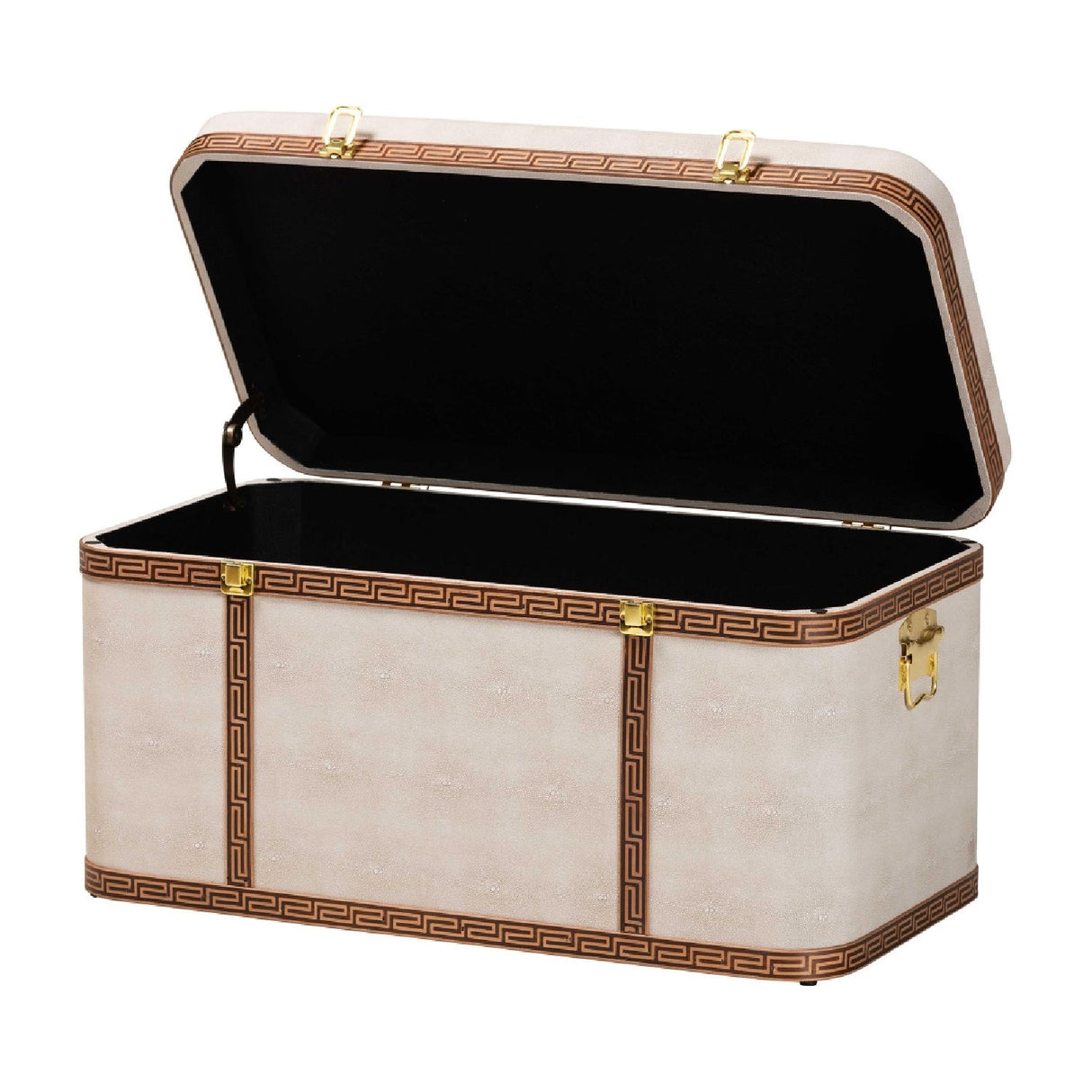 Modern European furniture - Beige Shagreen Look Storage Trunk - www.oroa.com