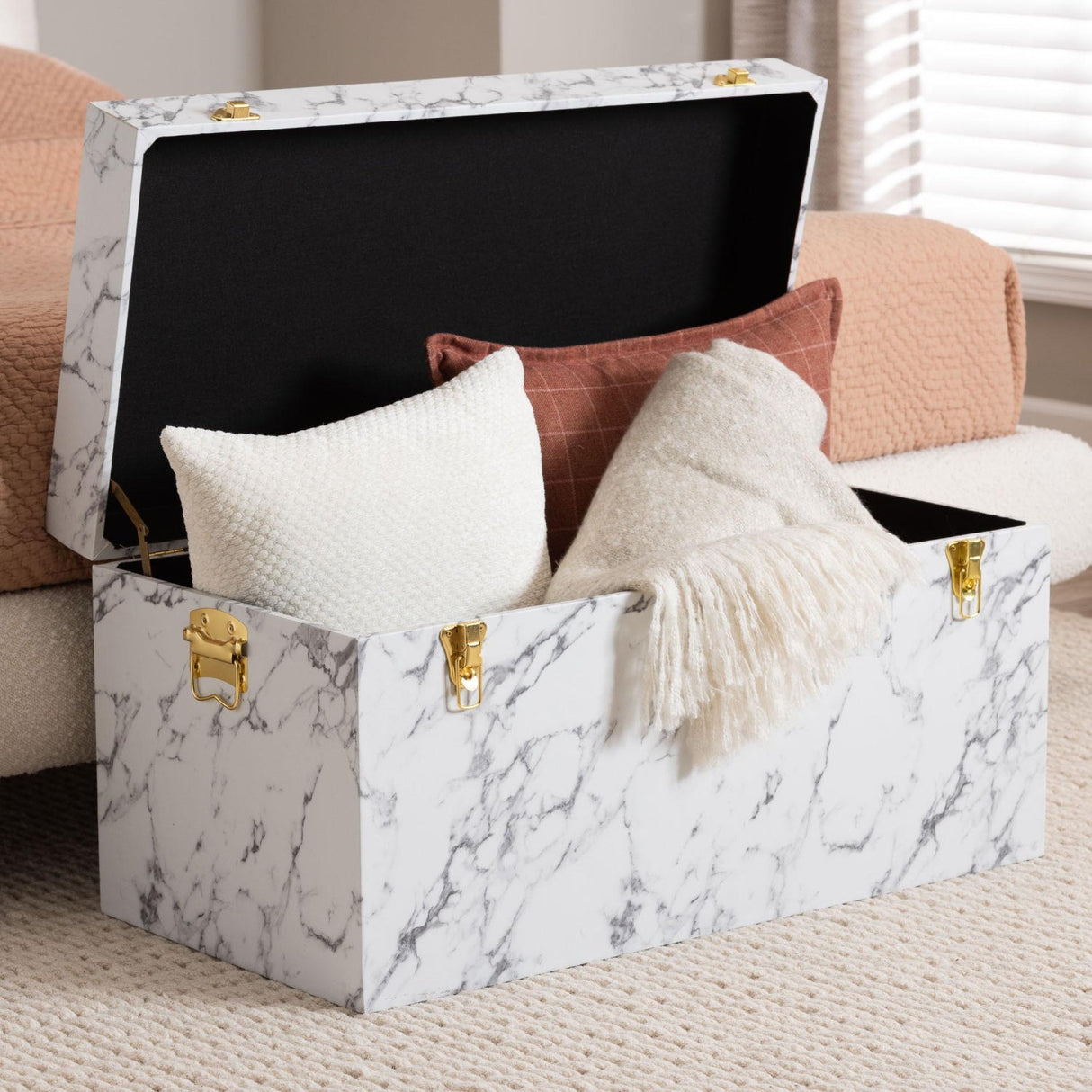 Modern European furniture - Marble Vinyl Storage Trunk - www.oroa.com