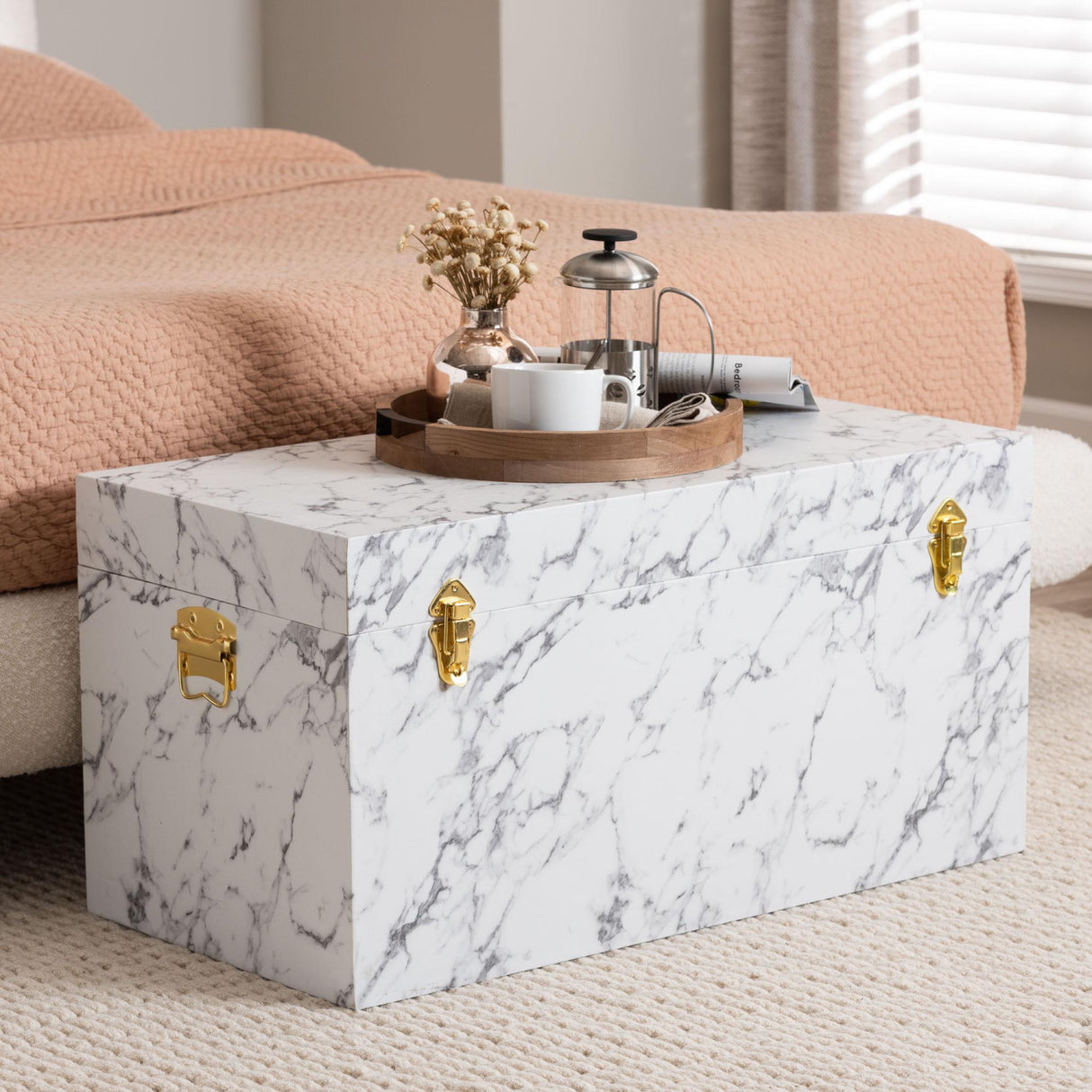 Modern European furniture - Marble Vinyl Storage Trunk - www.oroa.com