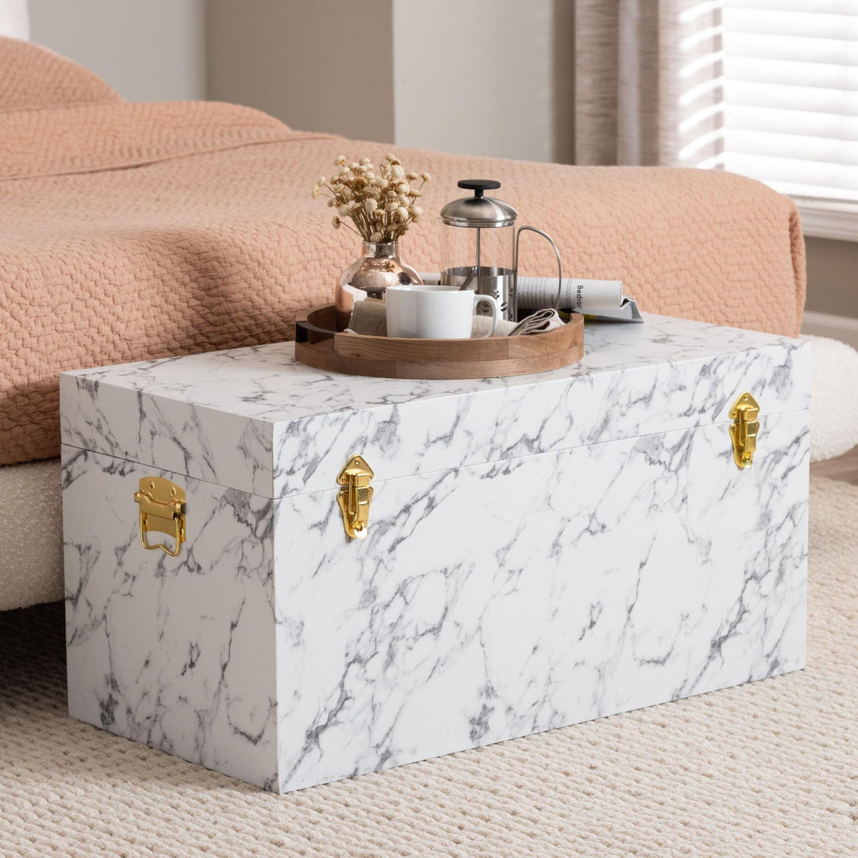 Modern European furniture - Marble Vinyl Storage Trunk - www.oroa.com
