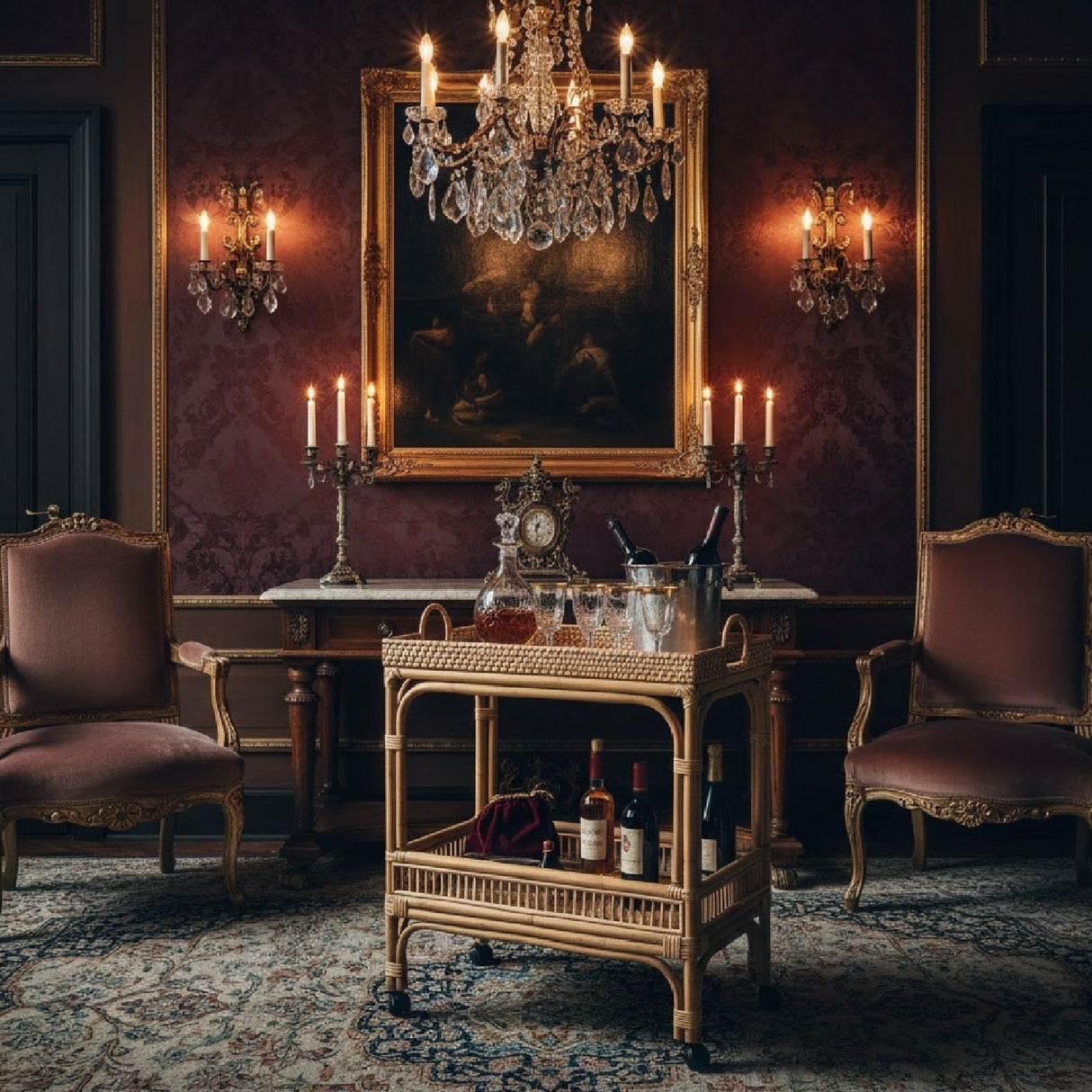 Modern European furniture - Woven Rattan Wine Cart - www.oroa.com