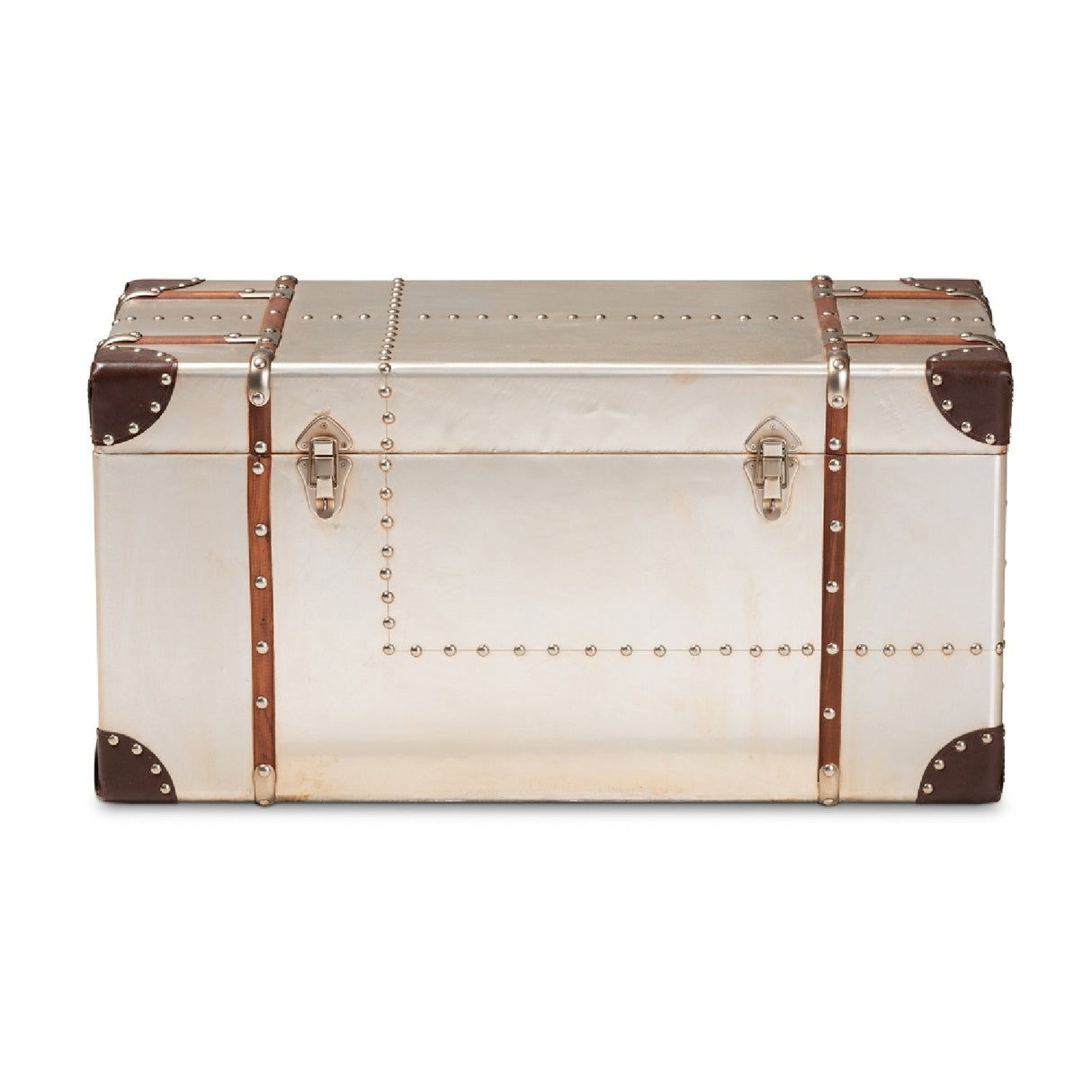 Modern European furniture - Silver Vintage Storage Trunk - www.oroa.com