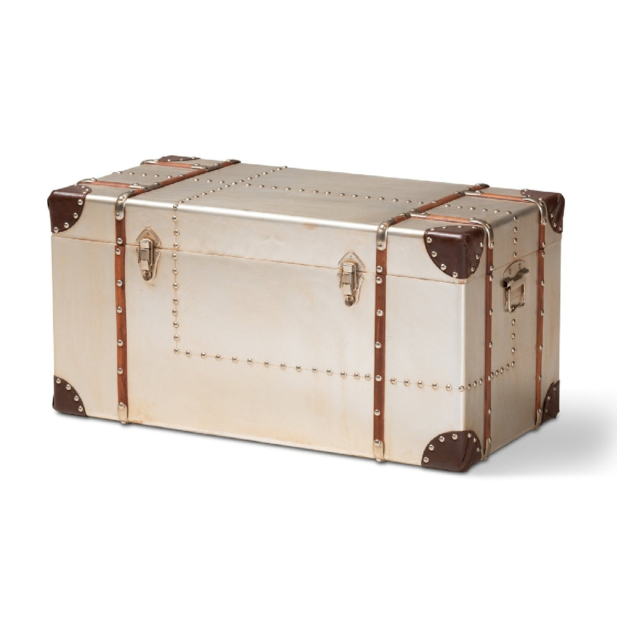 Modern European furniture - Silver Vintage Storage Trunk - www.oroa.com
