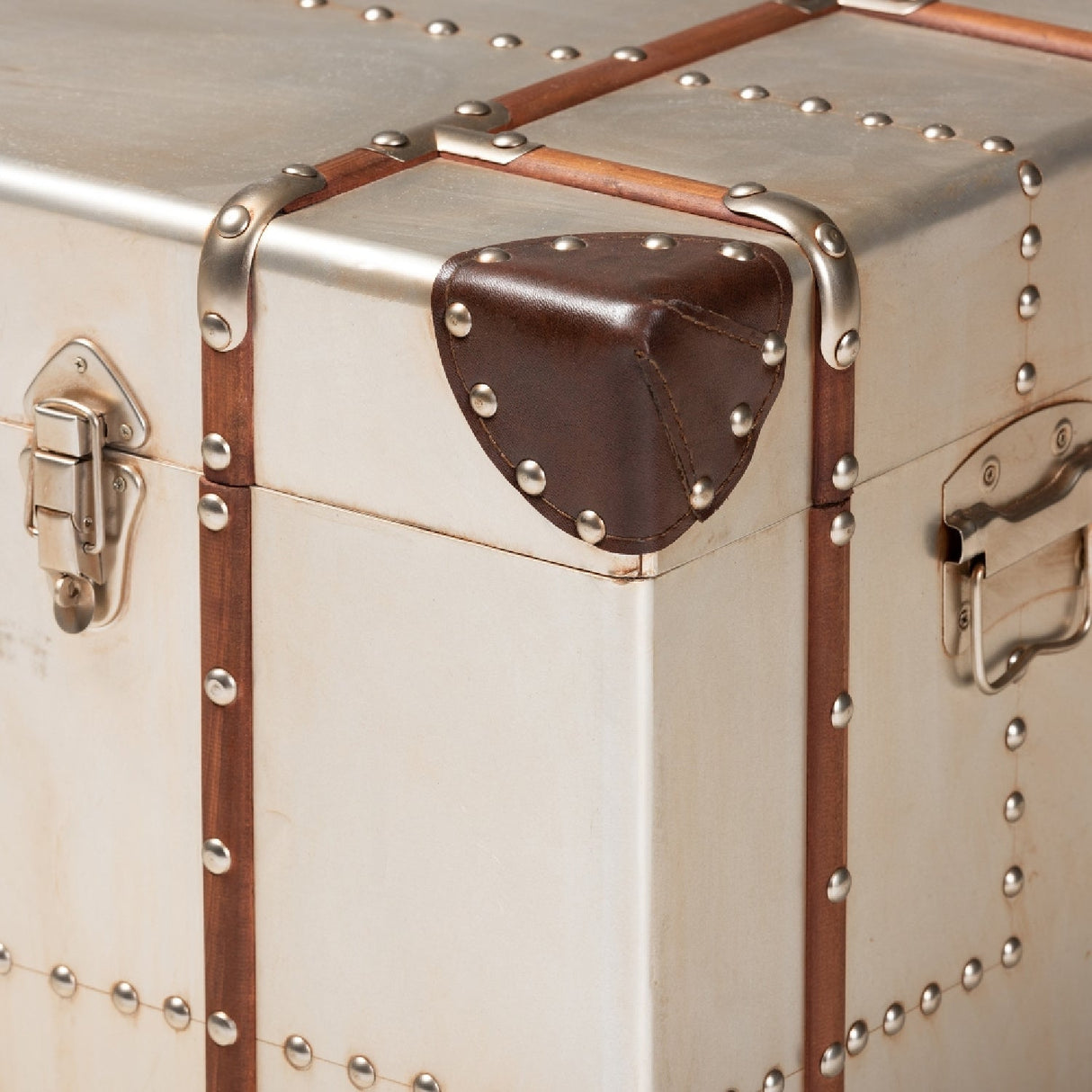 Modern European furniture - Silver Vintage Storage Trunk - www.oroa.com