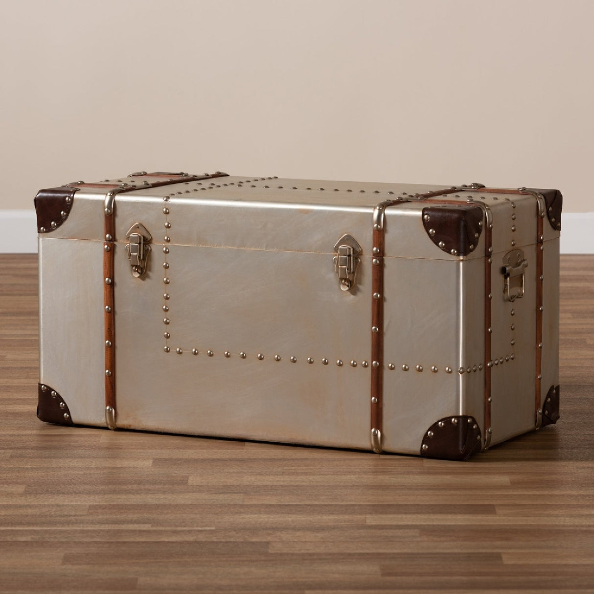 Modern European furniture - Silver Vintage Storage Trunk - www.oroa.com