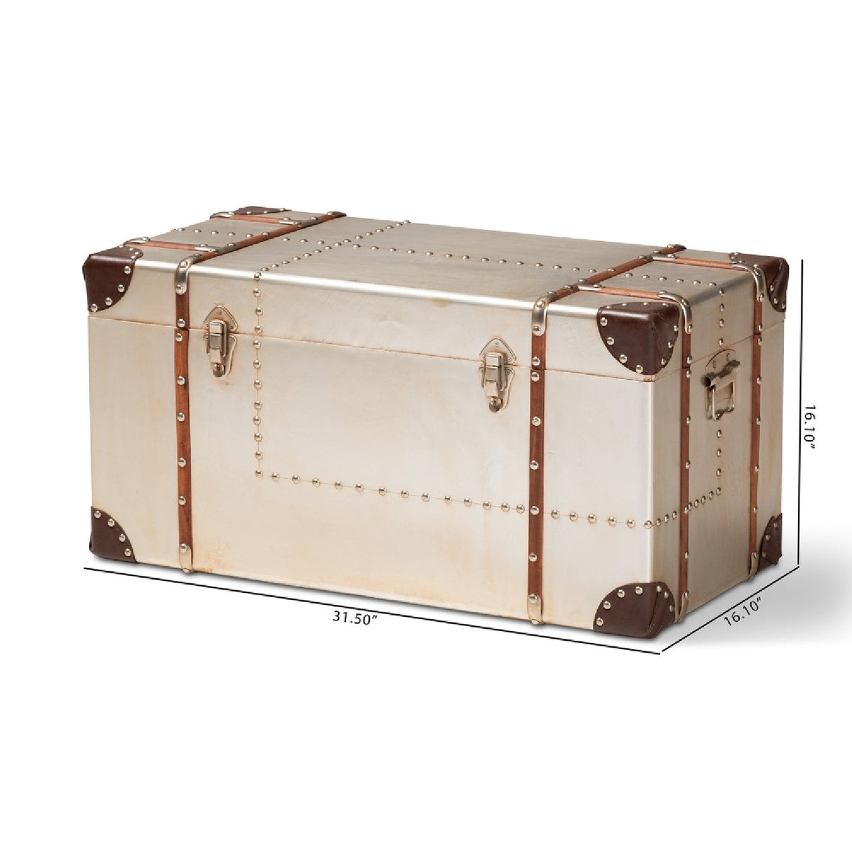 Modern European furniture - Silver Vintage Storage Trunk - www.oroa.com
