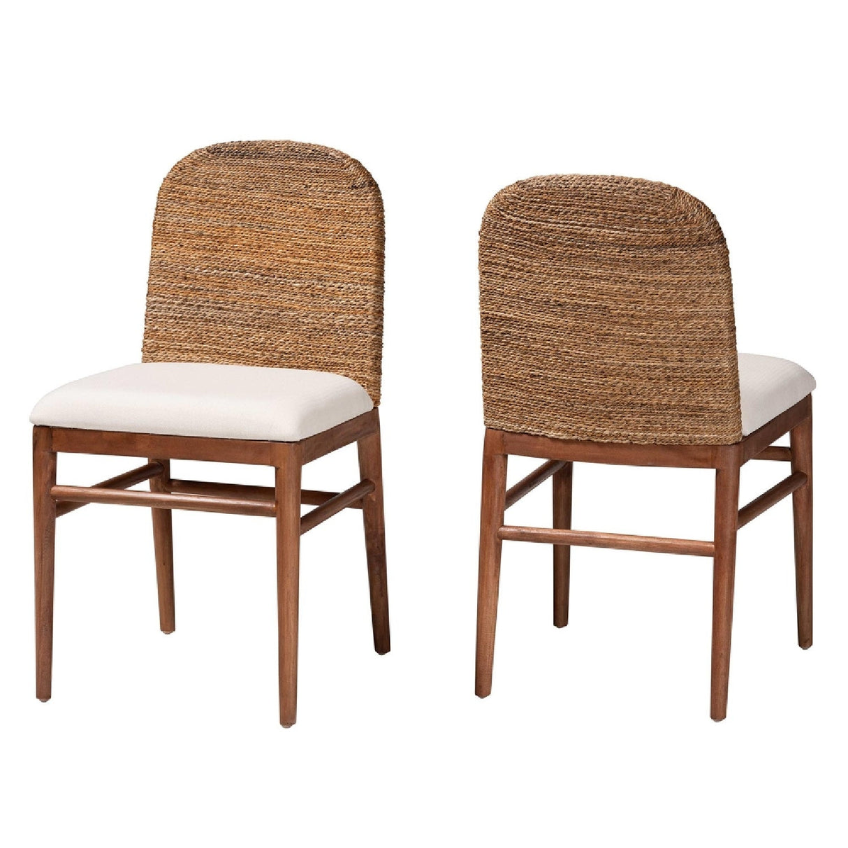 Modern European furniture - Acacia Wood Seagrass Dining Chairs (2) - www.oroa.com