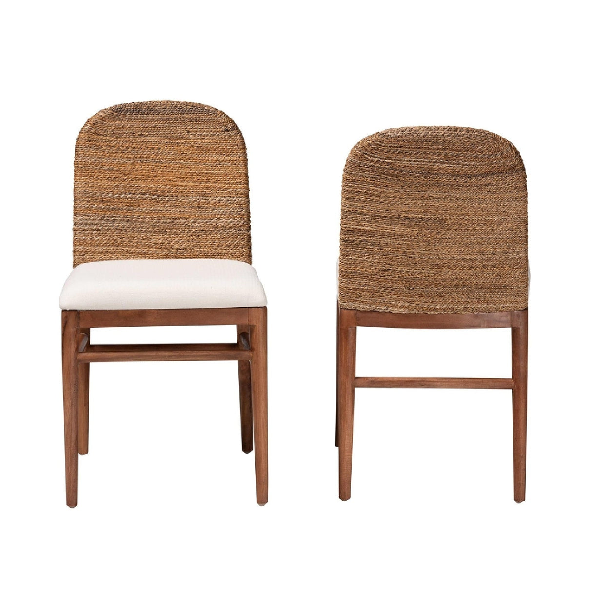 Modern European furniture - Acacia Wood Seagrass Dining Chairs (2) - www.oroa.com