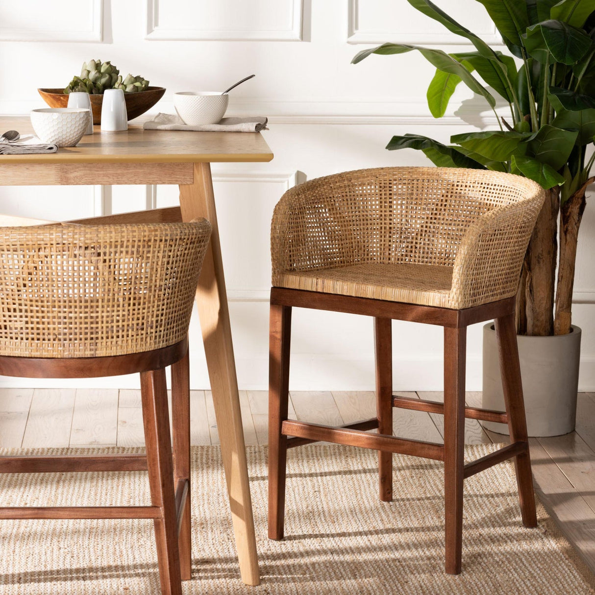 Modern European furniture - Curved Rattan Counter Stool - www.oroa.com