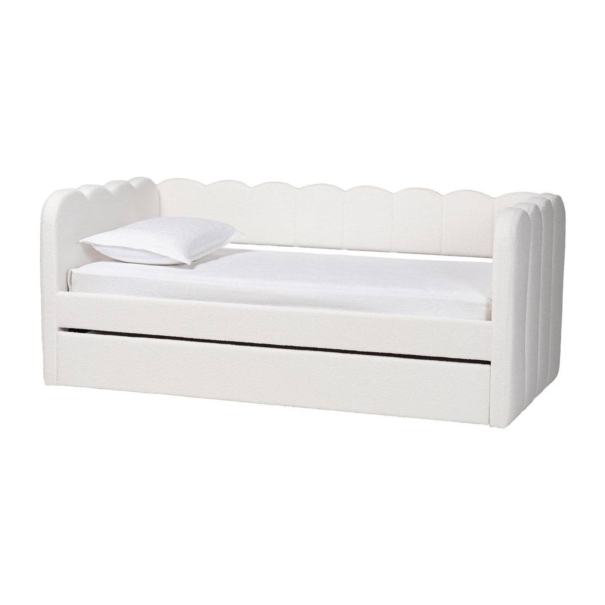 Modern European furniture - Cream Fabric Scalloped Daybed - www.oroa.com