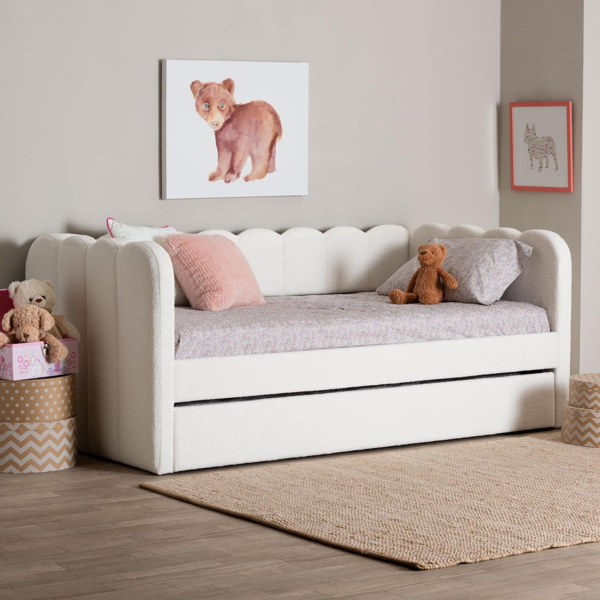 Modern European furniture - Cream Fabric Scalloped Daybed - www.oroa.com