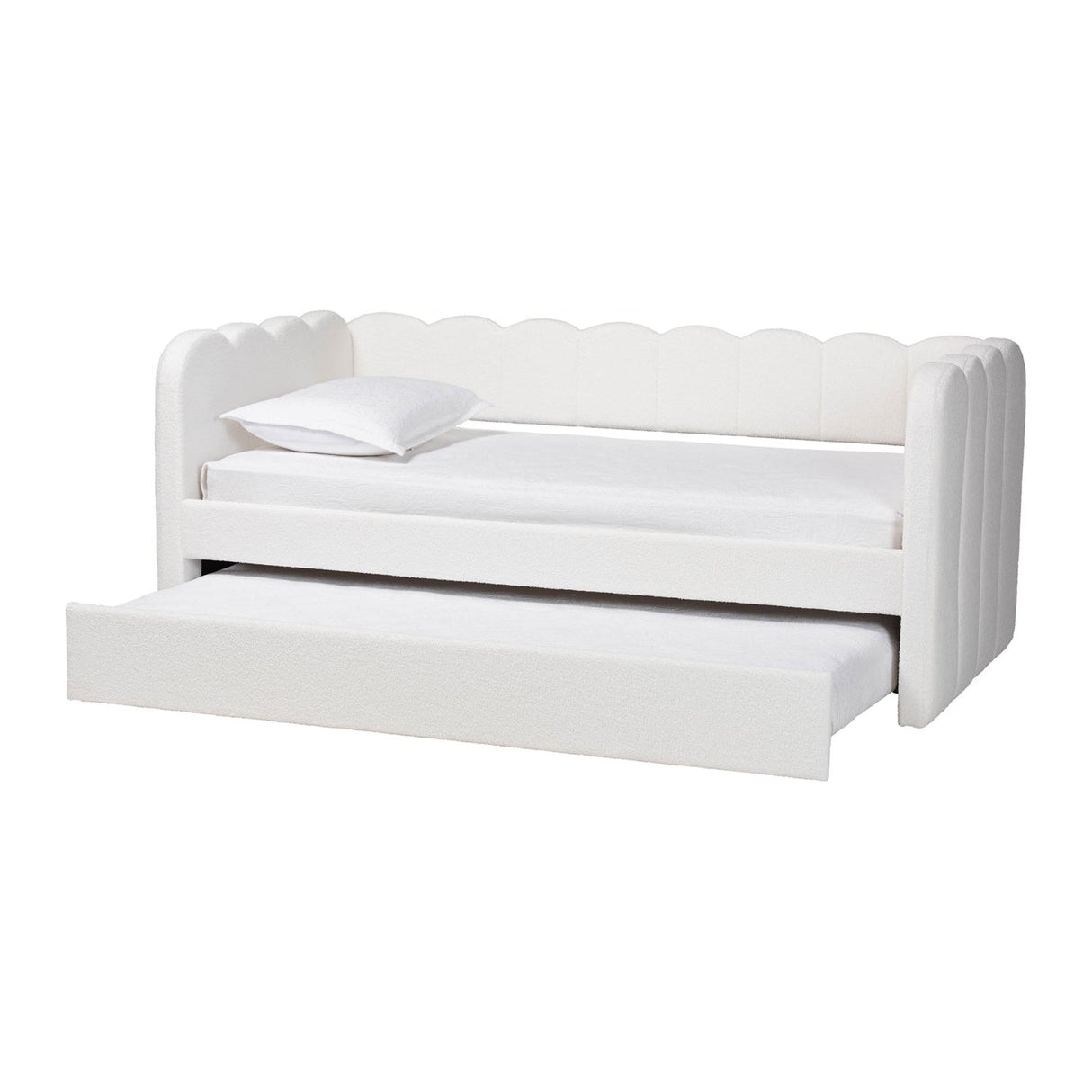 Modern European furniture - Cream Fabric Scalloped Daybed - www.oroa.com