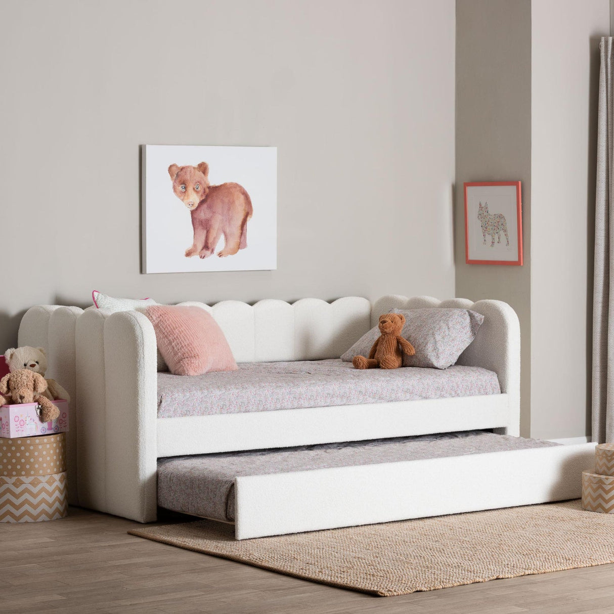 Modern European furniture - Cream Fabric Scalloped Daybed - www.oroa.com