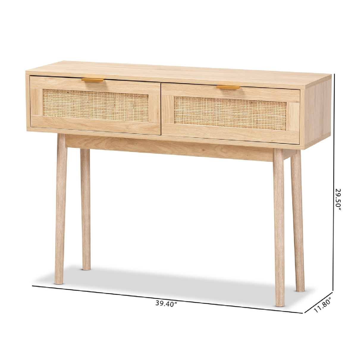 Oak 2-Drawer Console Table – Baird – side view