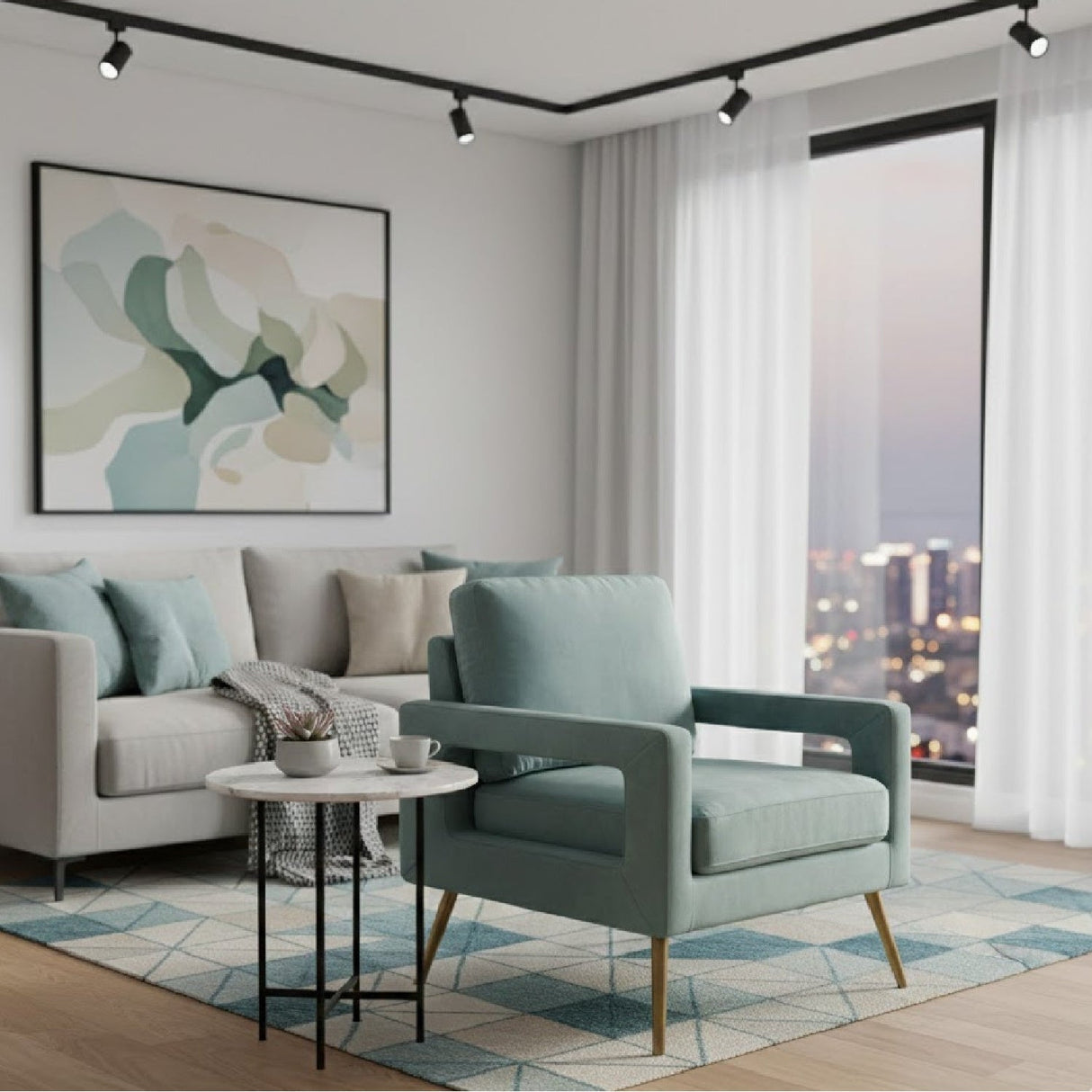 Modern European furniture - Velvet Open Armed Accent Chair - www.oroa.com
