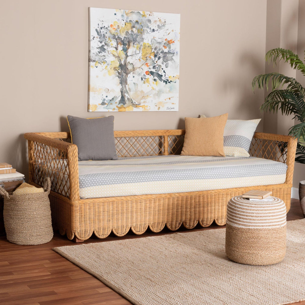 Modern European furniture - Rattan Lattice Sofa Daybed - www.oroa.com