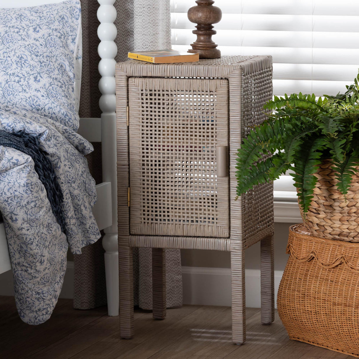 Modern European furniture - Handwoven Rattan Bedside Table - www.oroa.com