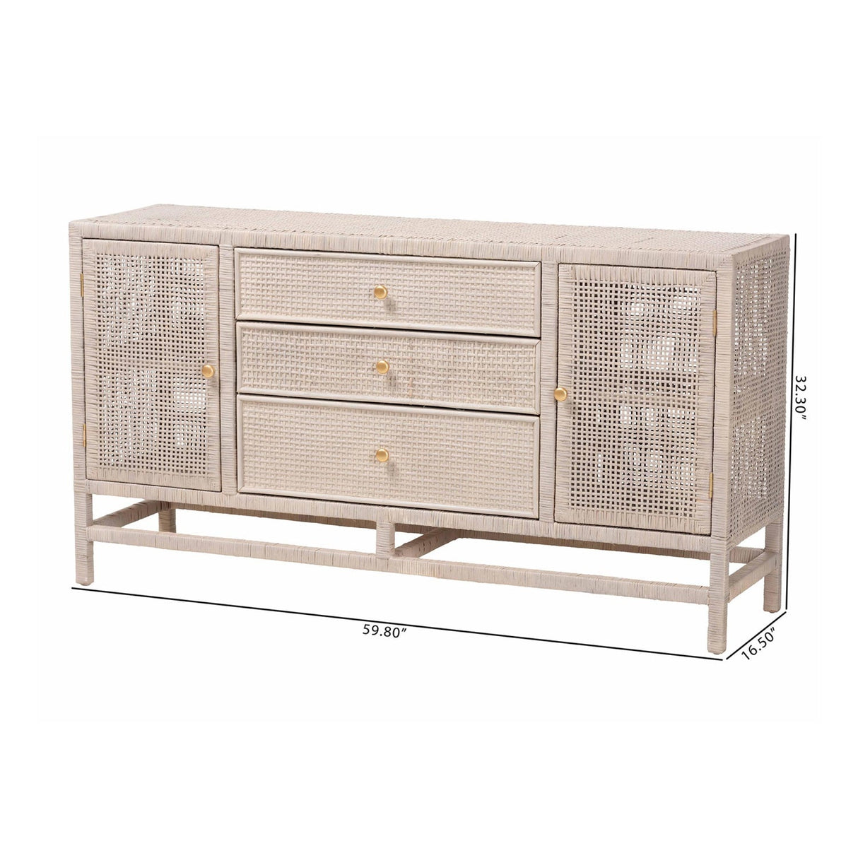 Modern European furniture - Gray Rattan 3-Drawer Cabinet - www.oroa.com