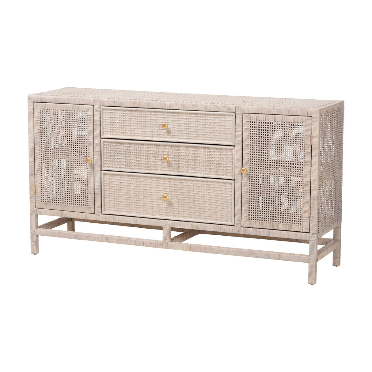 Modern European furniture - Gray Rattan 3-Drawer Cabinet - www.oroa.com