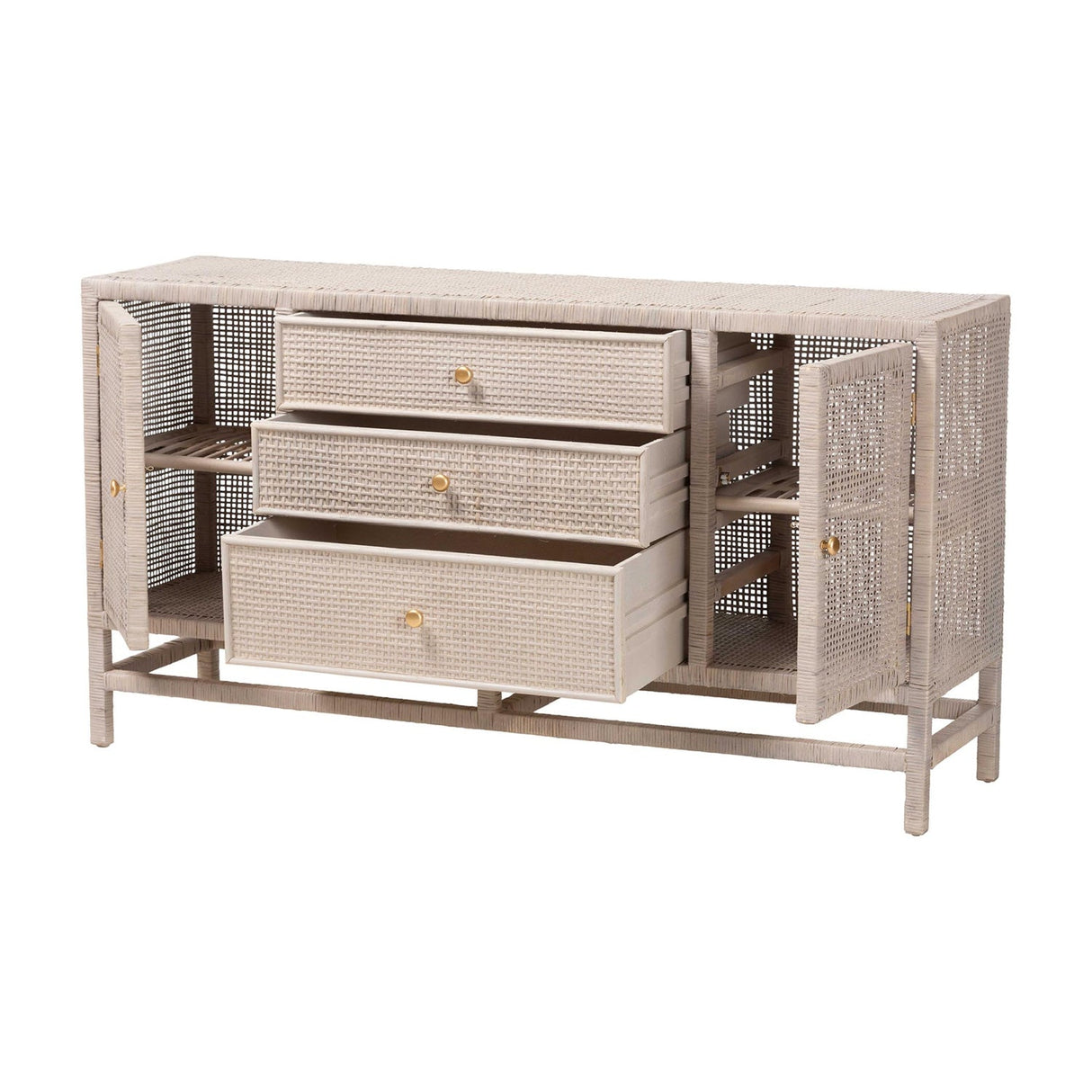 Modern European furniture - Gray Rattan 3-Drawer Cabinet - www.oroa.com