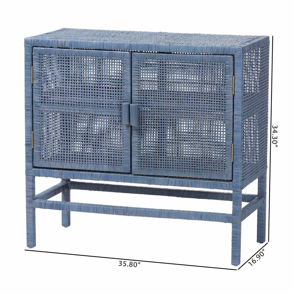 Modern European furniture - Blue Rattan 2-Door Cabinet - www.oroa.com