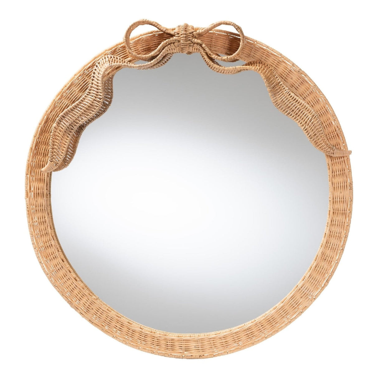 Modern European furniture - Natural Rattan Round Wall Mirror - www.oroa.com