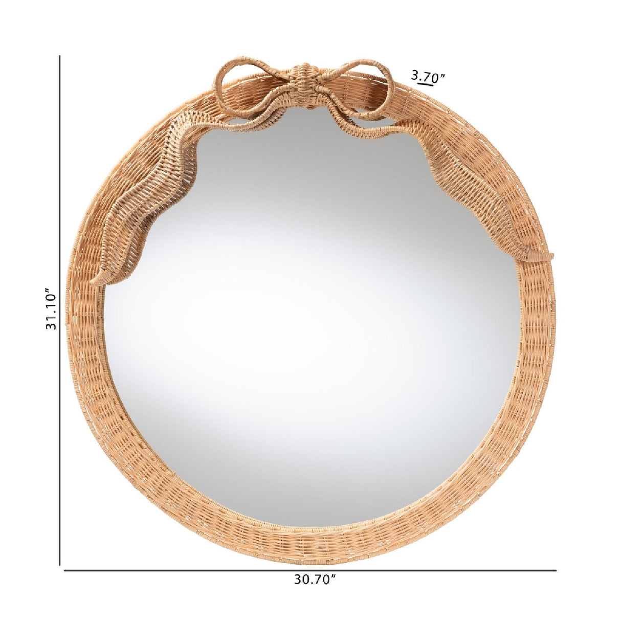 Modern European furniture - Natural Rattan Round Wall Mirror - www.oroa.com
