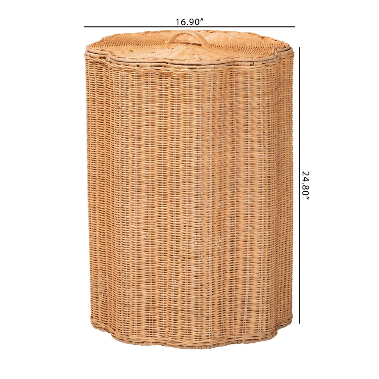 Rattan Scallop-Edge Laundry Hamper – Danilo – alternate view 7