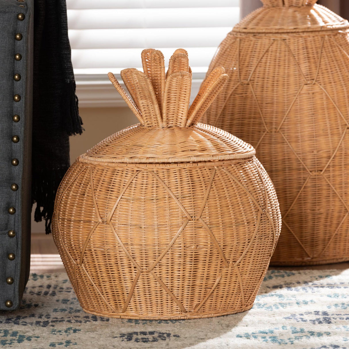 Modern European furniture - Handwoven Rattan Laundry Hamper - www.oroa.com