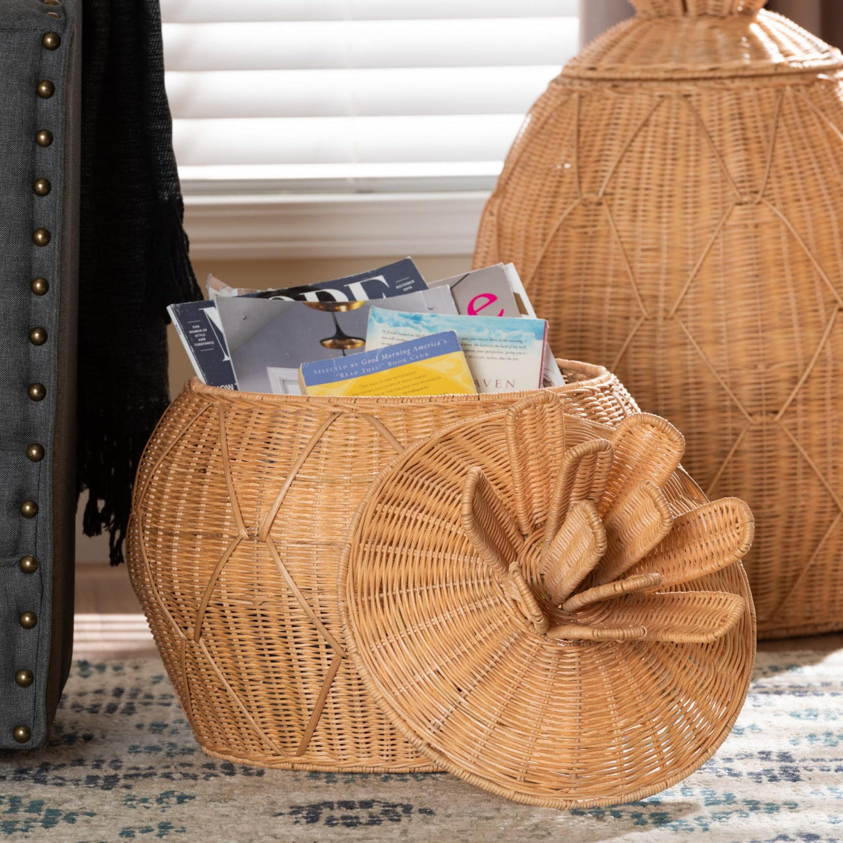 Modern European furniture - Handwoven Rattan Laundry Hamper - www.oroa.com