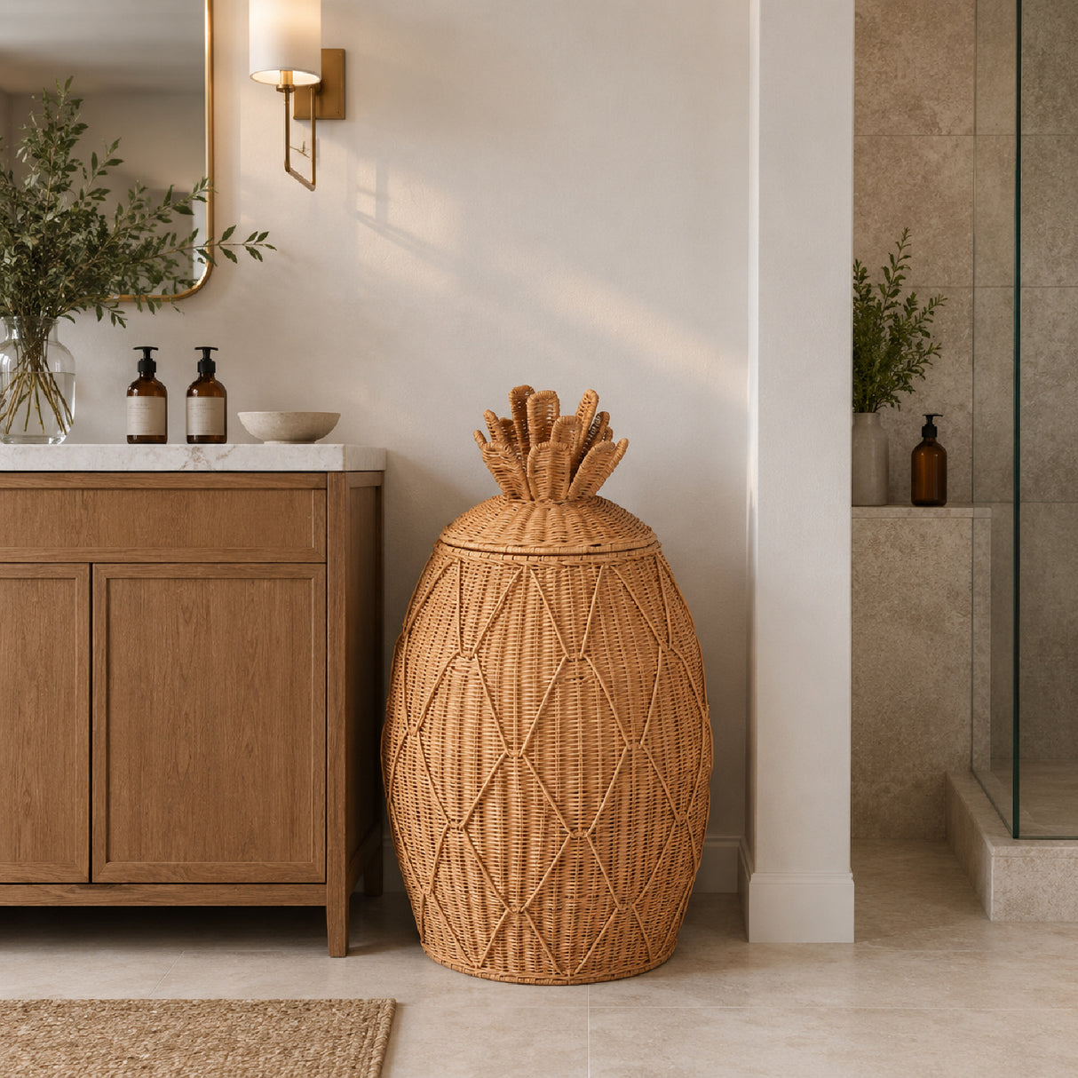 Modern European furniture - Handwoven Rattan Laundry Hamper - www.oroa.com