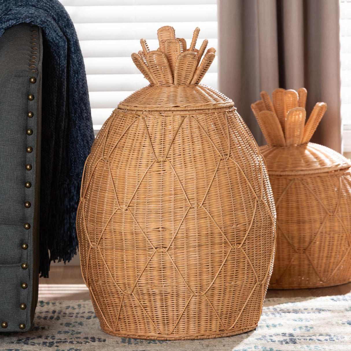 Modern European furniture - Handwoven Rattan Laundry Hamper - www.oroa.com