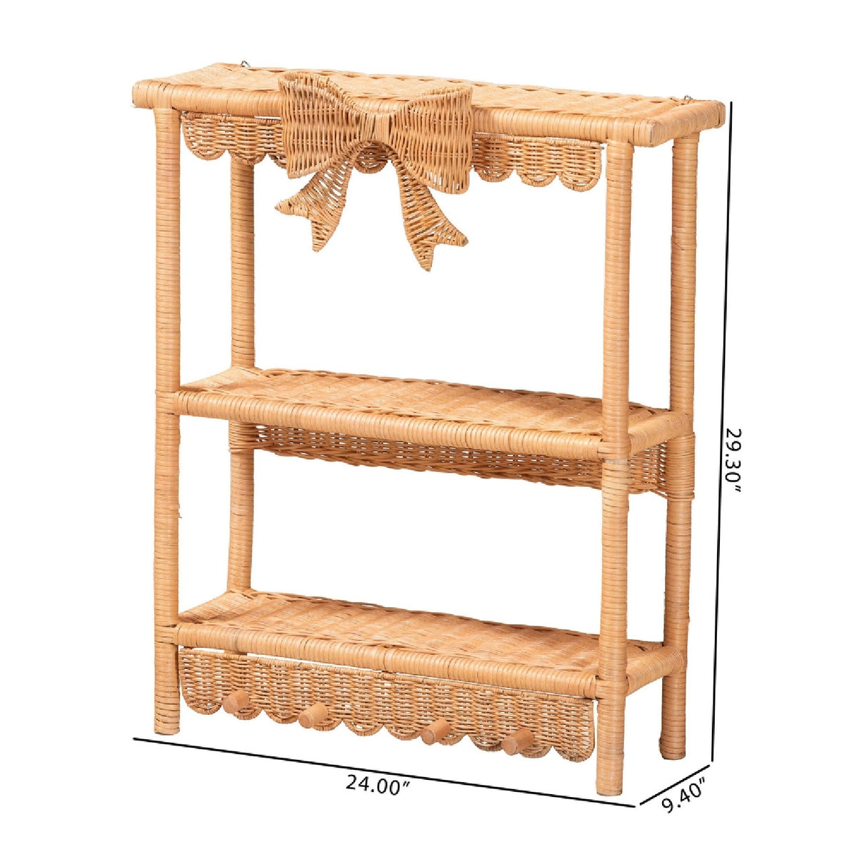 Bow Detail Rattan Wall Shelf | OROA Kids Creusa