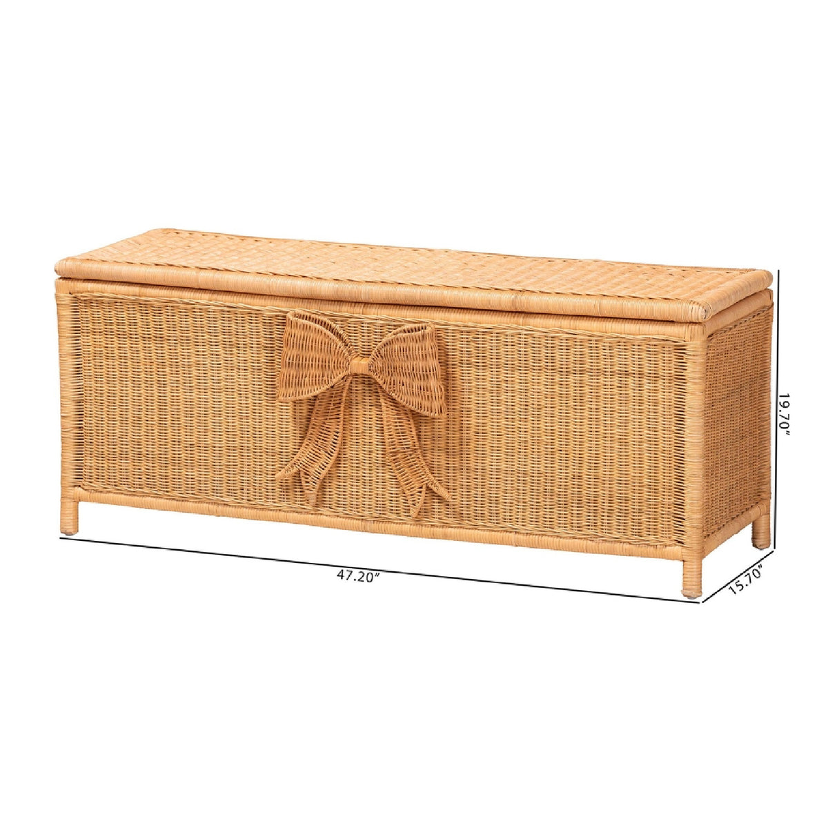 Bow Detail Rattan Storage Bench | OROA Kids Creusa