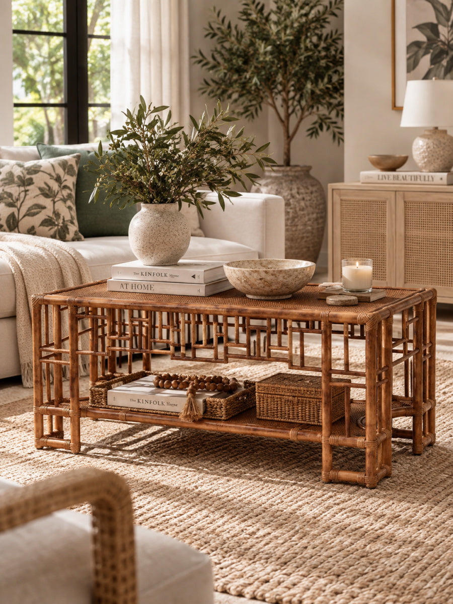 Rattan Open-Shelf Coffee Table | Bali Loom Tahlia